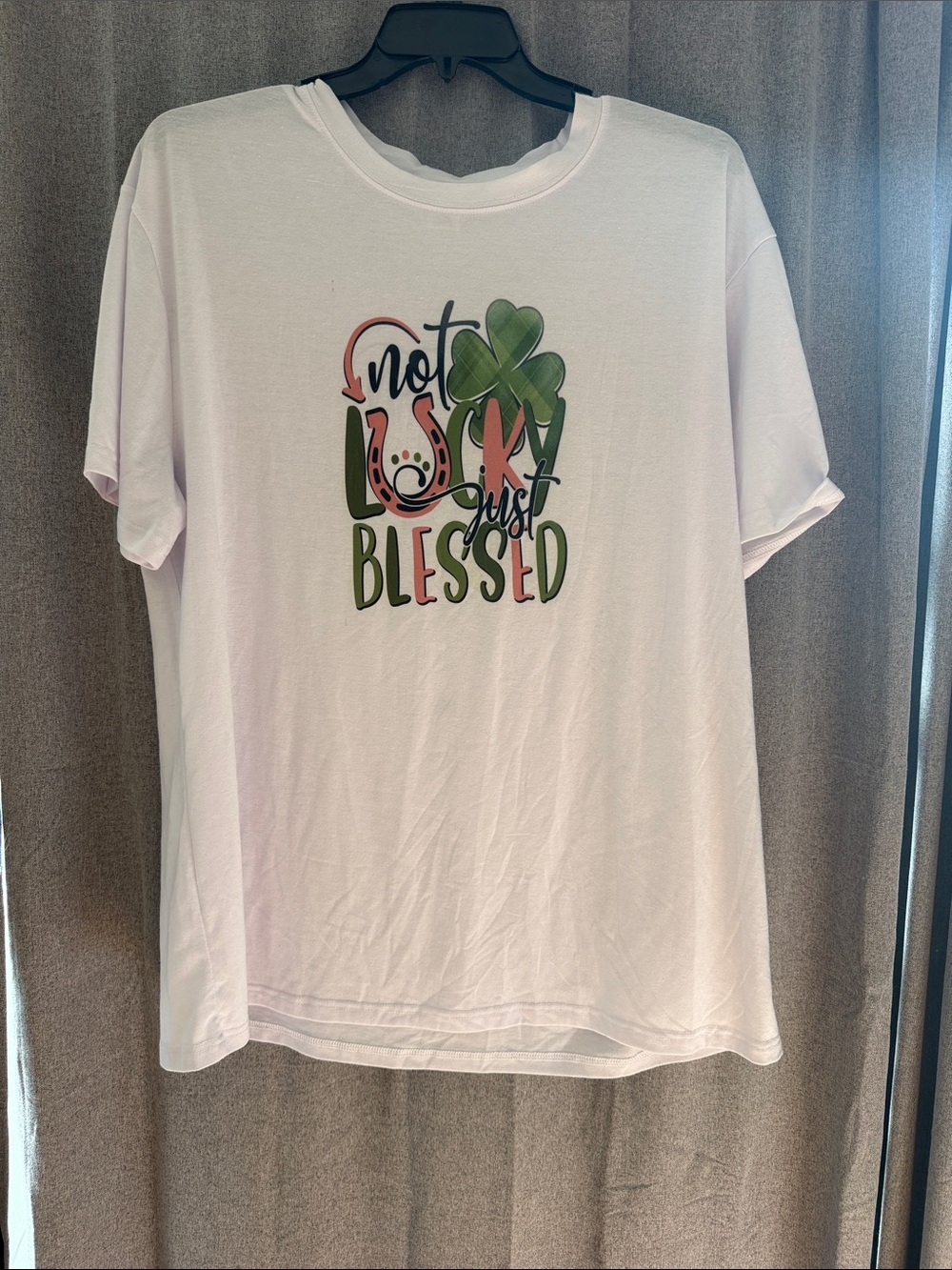 White 'Not Lucky Just Blessed' Short Sleeve Graphic Tee